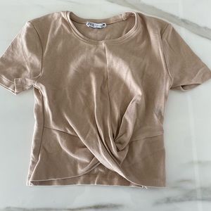 Zara Tan Cropped Tshirt